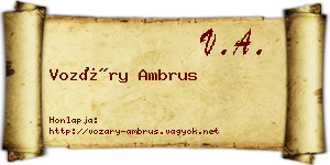 Vozáry Ambrus névjegykártya